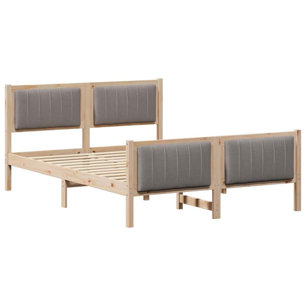 Rama łóżka Brązowy i taupe 140 x 200 cm Lite drewno sosnowe