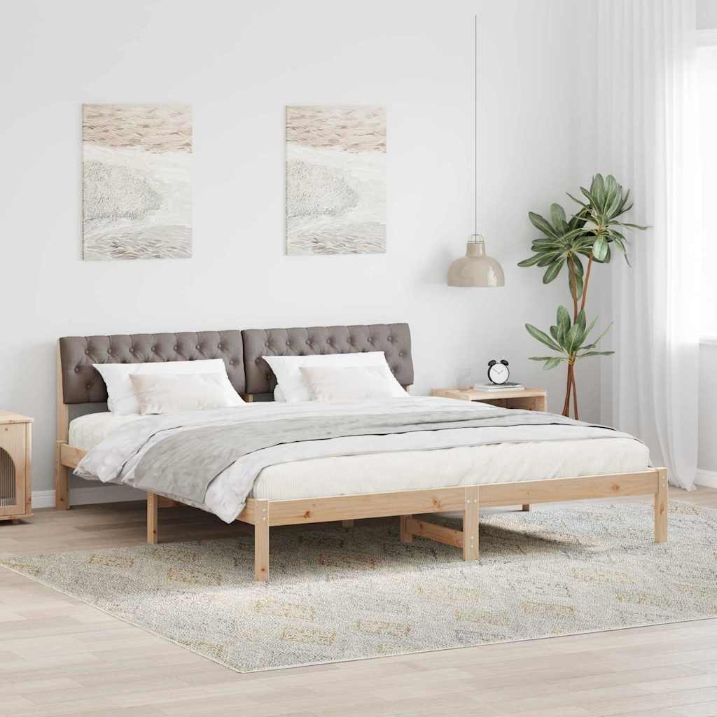Rama łóżka Brązowy i taupe 180 x 200 cm Lite drewno sosnowe