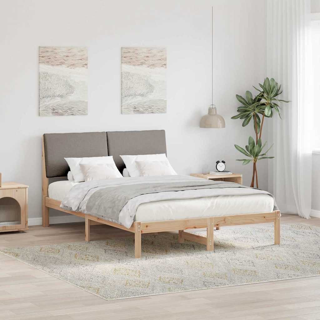 Rama łóżka Brązowy i taupe 160 x 200 cm Lite drewno sosnowe