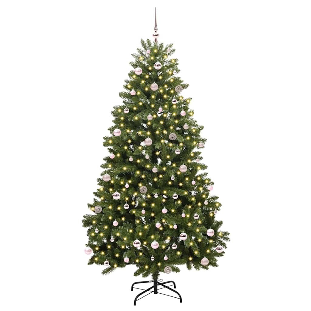 Sztuczna choinka 240 cm 300 LED Ciepła biel PVC i stal zielony