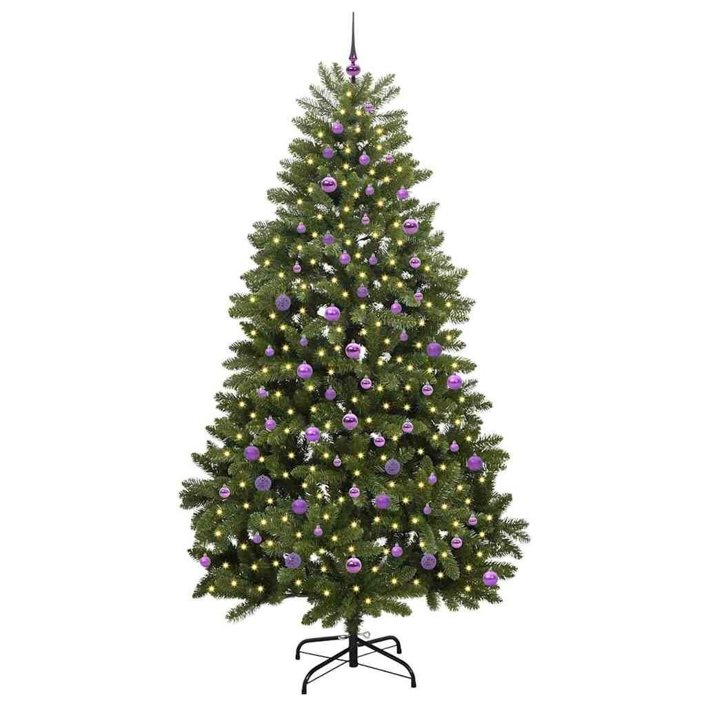 Sztuczna choinka 240 cm 300 LED Ciepła biel PVC i stal zielony