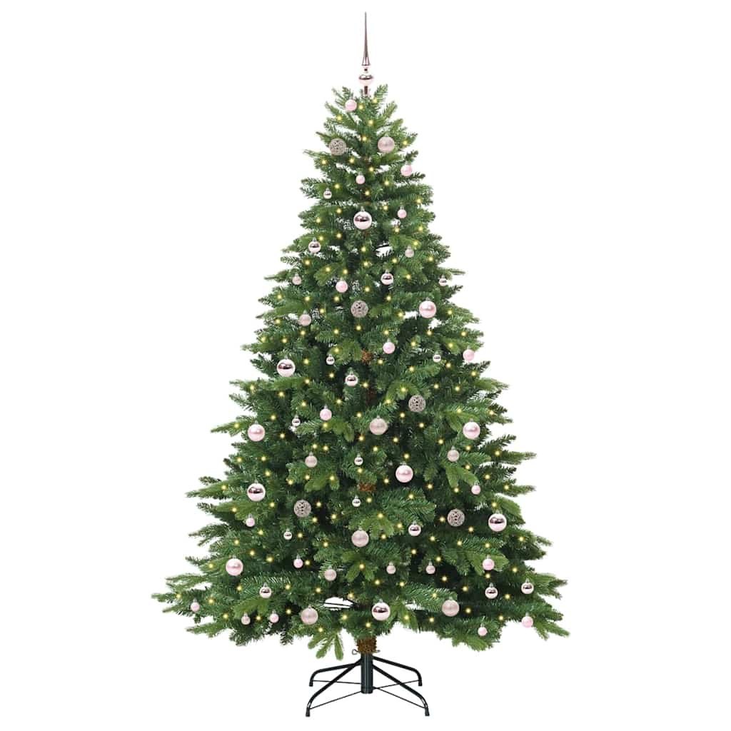 Sztuczna choinka z 300 diodami LED Zielony 210 cm PE i PVC
