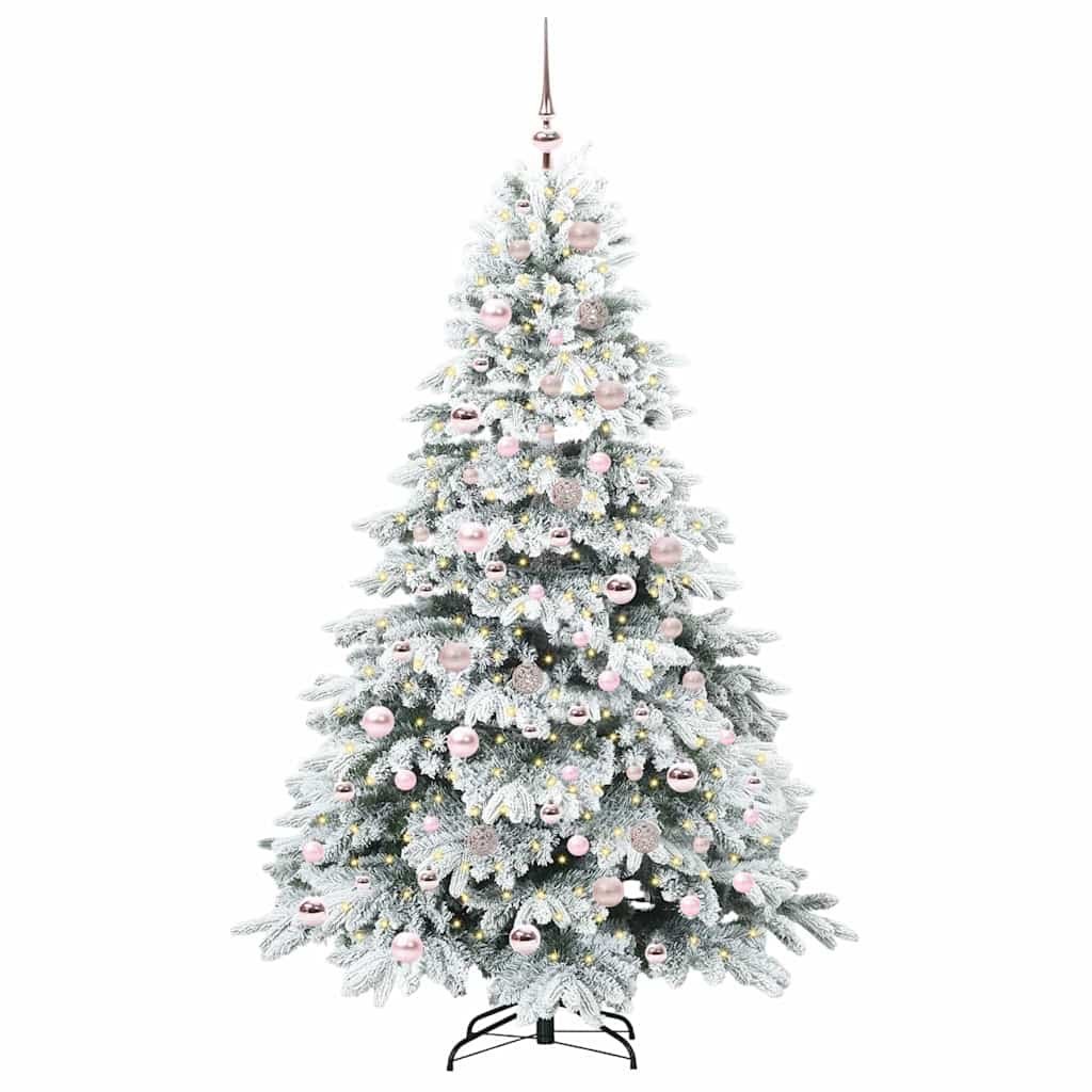 Sztuczna choinka z 300 diodami LED Biały 180 cm PE i PVC