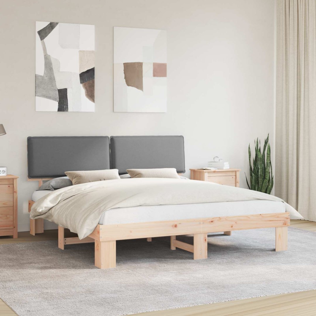 Ramka łóżka z tapicerowanym wezgłowiem Jasnoszary 200 x 200 cm