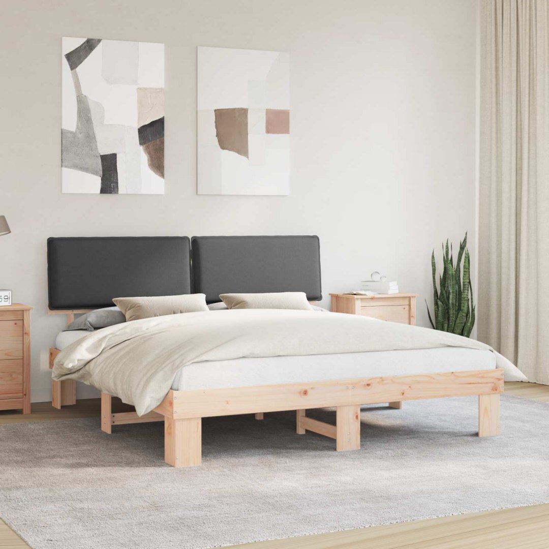 Ramka łóżka z tapicerowanym wezgłowiem Ciemnoszary 180 x 200 cm