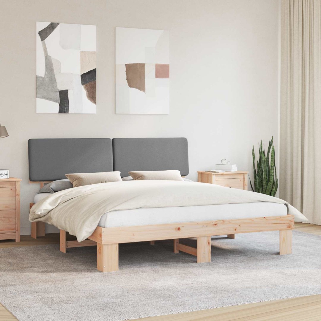 Ramka łóżka z tapicerowanym wezgłowiem Jasnoszary 200 x 200 cm
