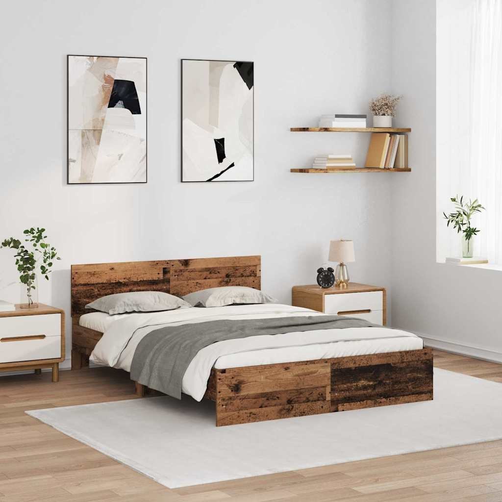 Ramka łóżka Stare drewno 135 x 190 cm Drewno inżynieryjne