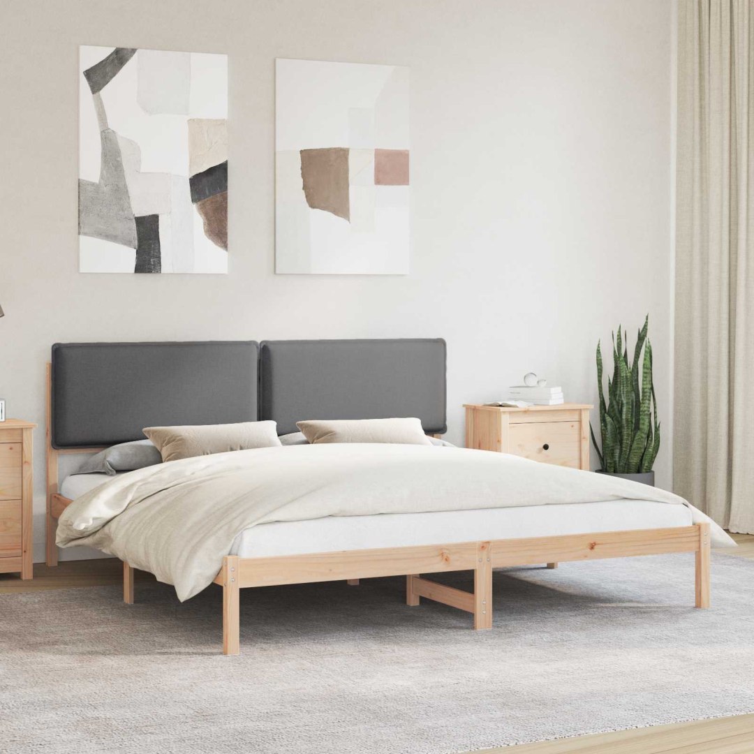 Ramka łóżka z tapicerowanym wezgłowiem Ciemnoszary 200 x 200 cm