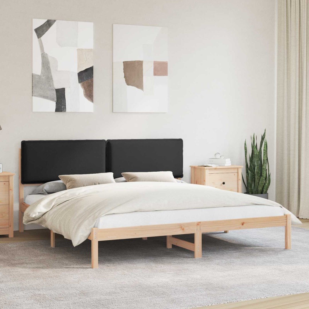 Ramka łóżka z tapicerowanym wezgłowiem Czarny 200 x 200 cm