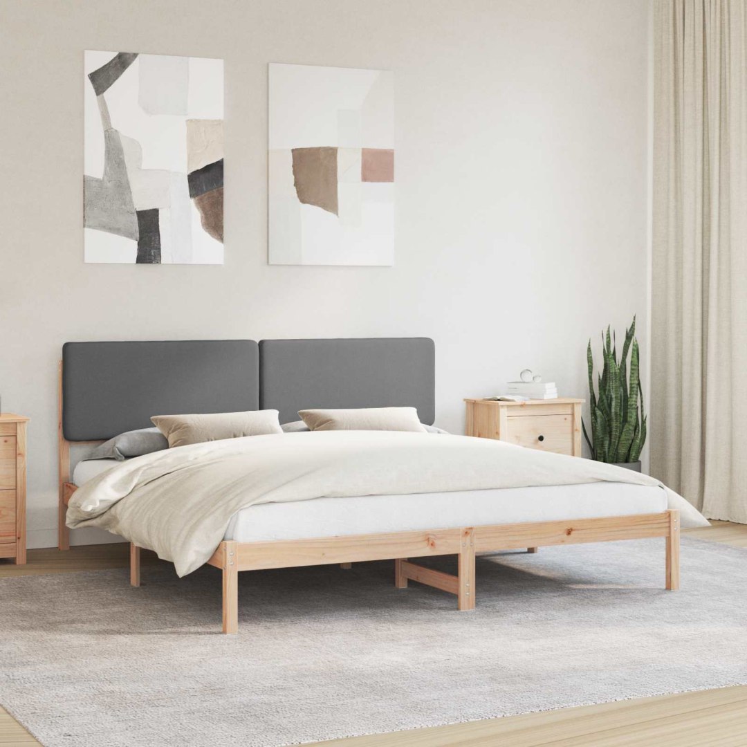Ramka łóżka z tapicerowanym wezgłowiem Ciemnoszary 200 x 200 cm