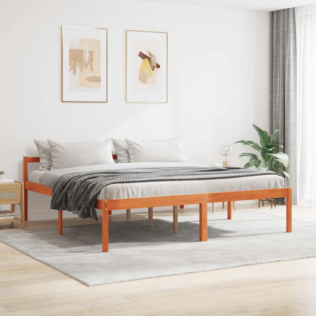 Ramka łóżka Woskowy Brąz 200 x 200 cm Lite drewno sosnowe