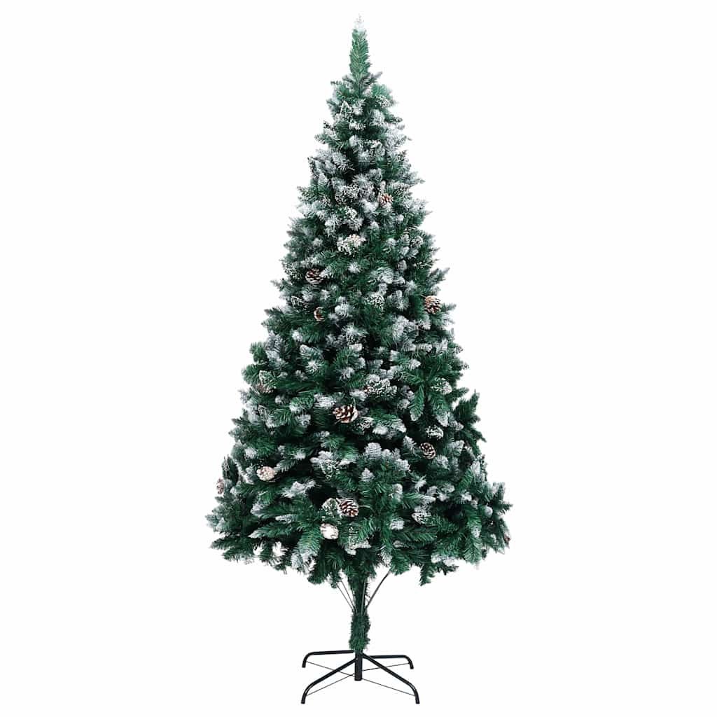 Sztuczna choinka z szyszkami i białym śniegiem, 210 cm