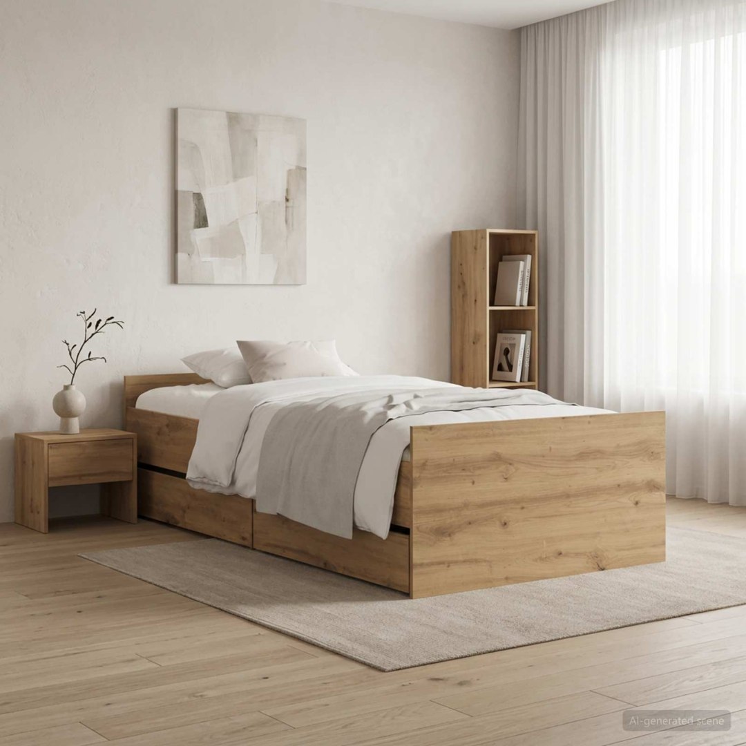 Ramka łóżka Dąb artisan 90 x 200 cm Drewno inżynieryjne