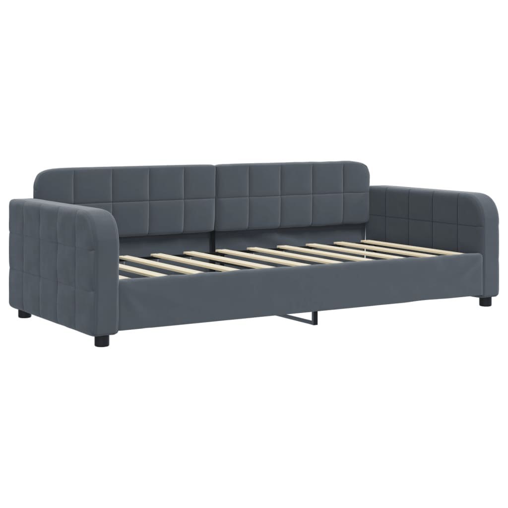 Sofa z funkcją spania, ciemnoszara, 90x190 cm, aksamit