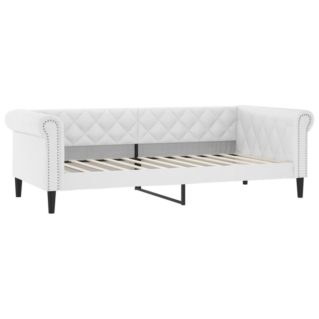 Sofa z funkcją spania, biała, 100x200 cm, sztuczna skóra