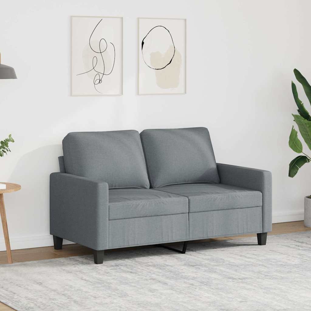Sofa 2-osobowa, jasnoszara, 120 cm, tapicerowana tkaniną