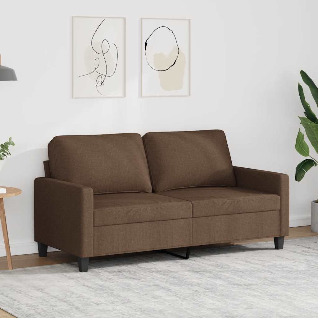 Sofa 2-osobowa, brązowa, 140 cm, tapicerowana tkaniną