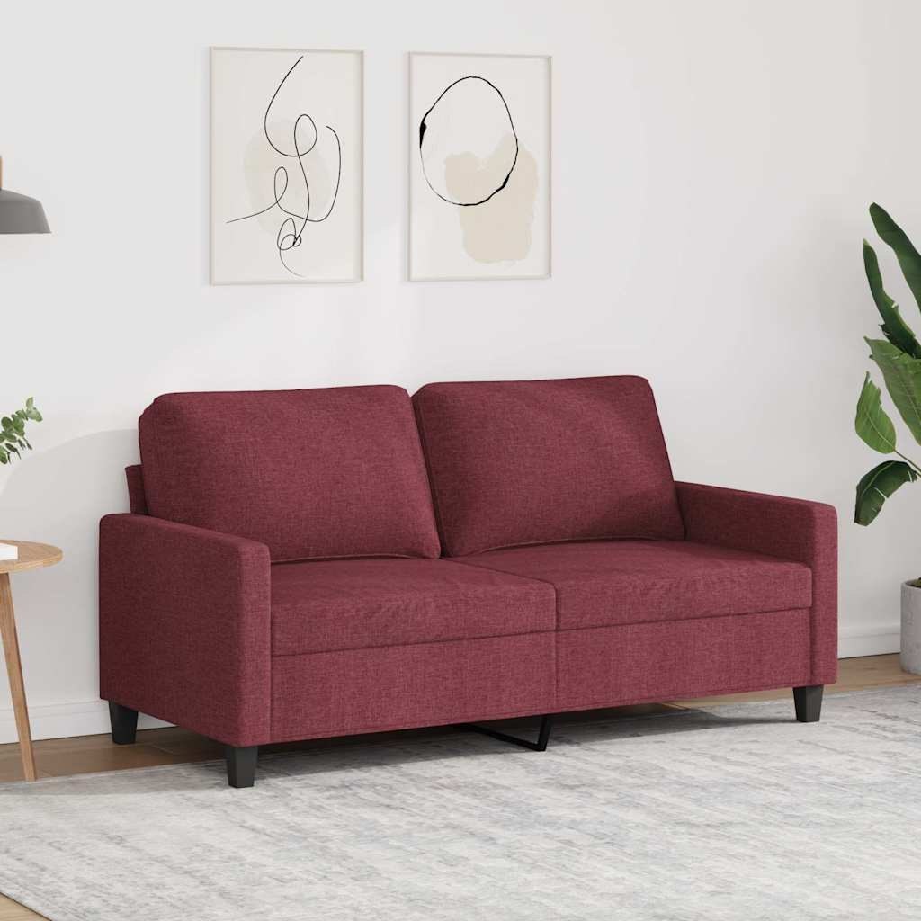 Sofa 2-osobowa, winna czerwień, 140 cm, tapicerowana tkaniną