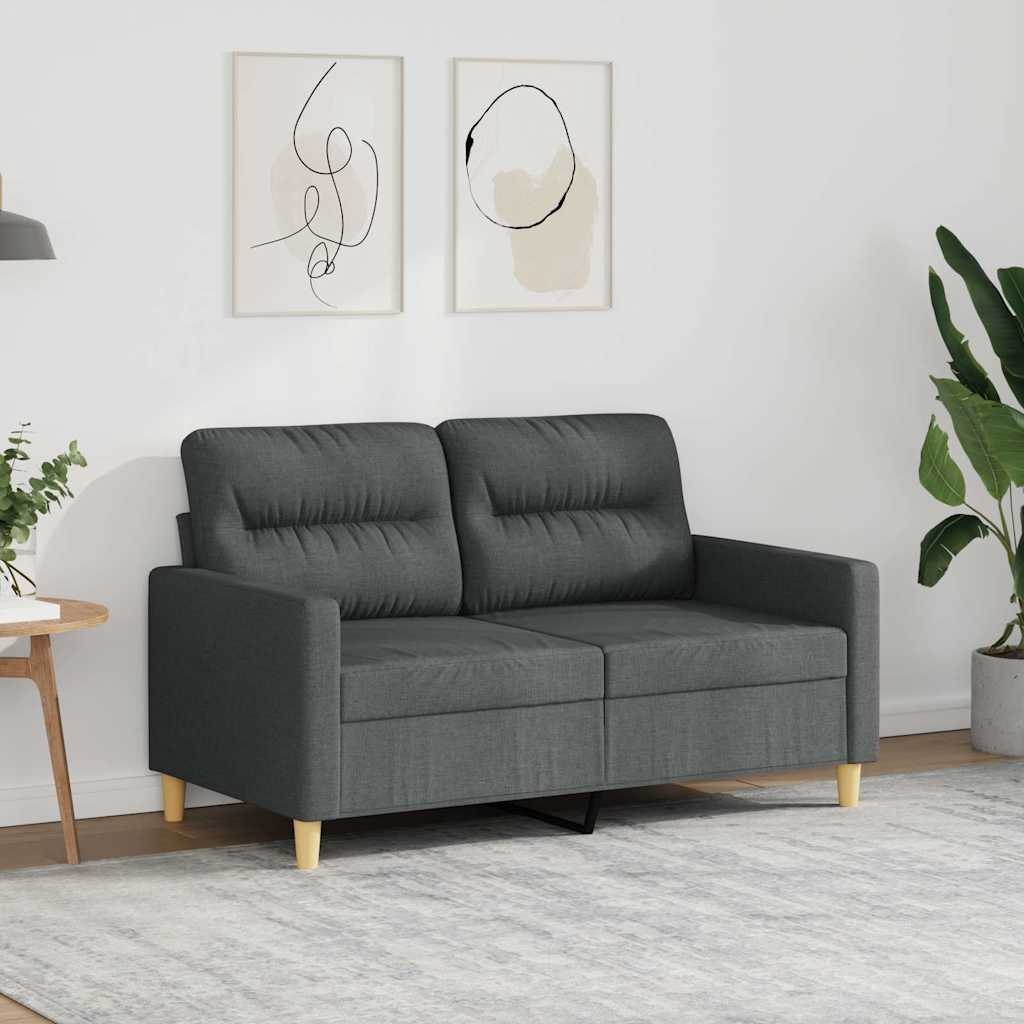 Sofa 2-osobowa, ciemnoszara, 120 cm, tapicerowana tkaniną