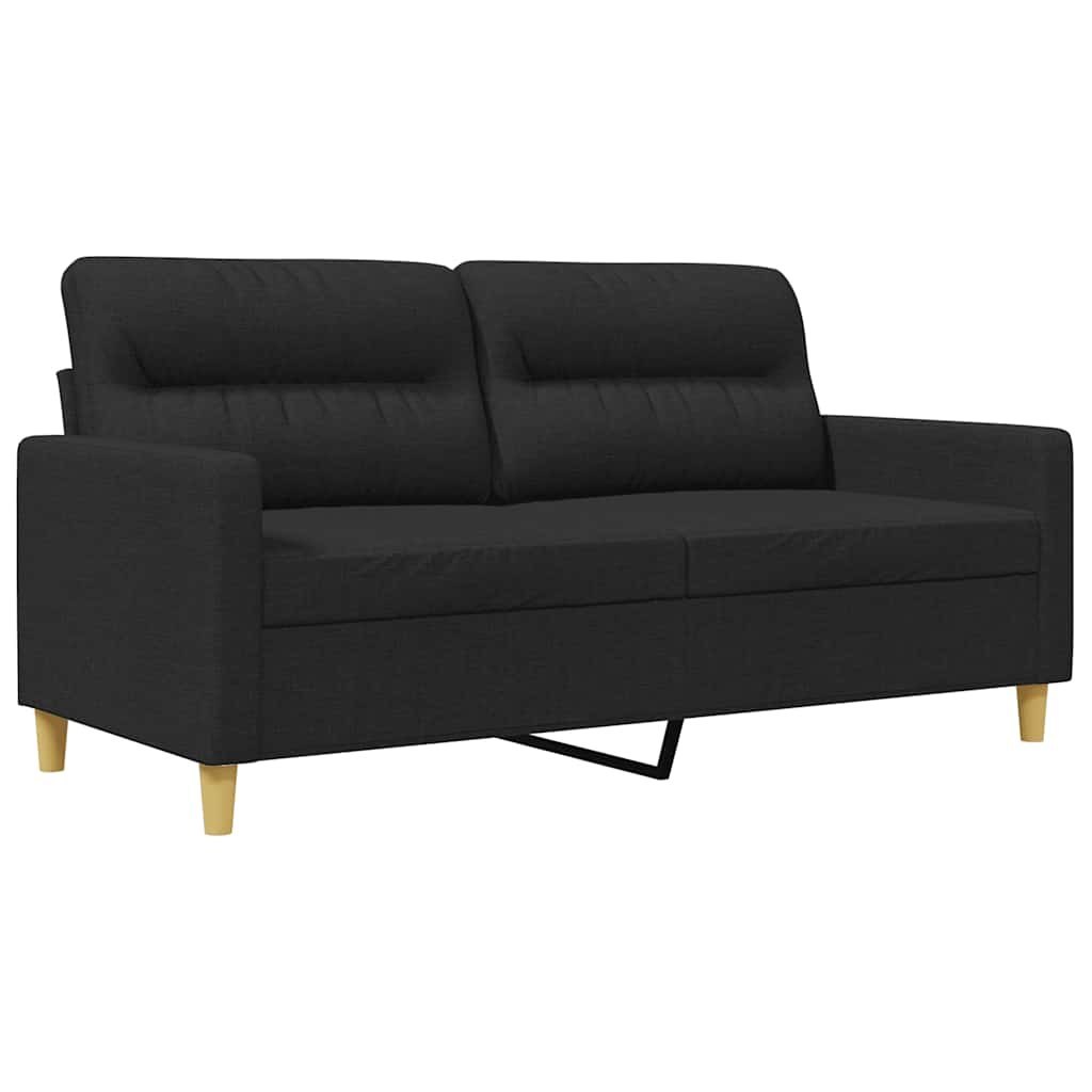 Sofa 2-osobowa, czarna, 140 cm, tapicerowana tkaniną