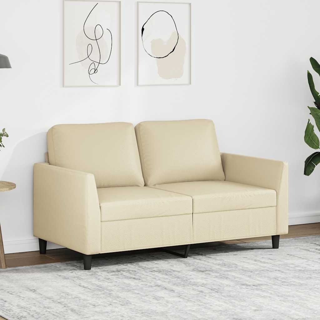 2-osobowa sofa, kremowy, 120 cm, sztuczna skóra