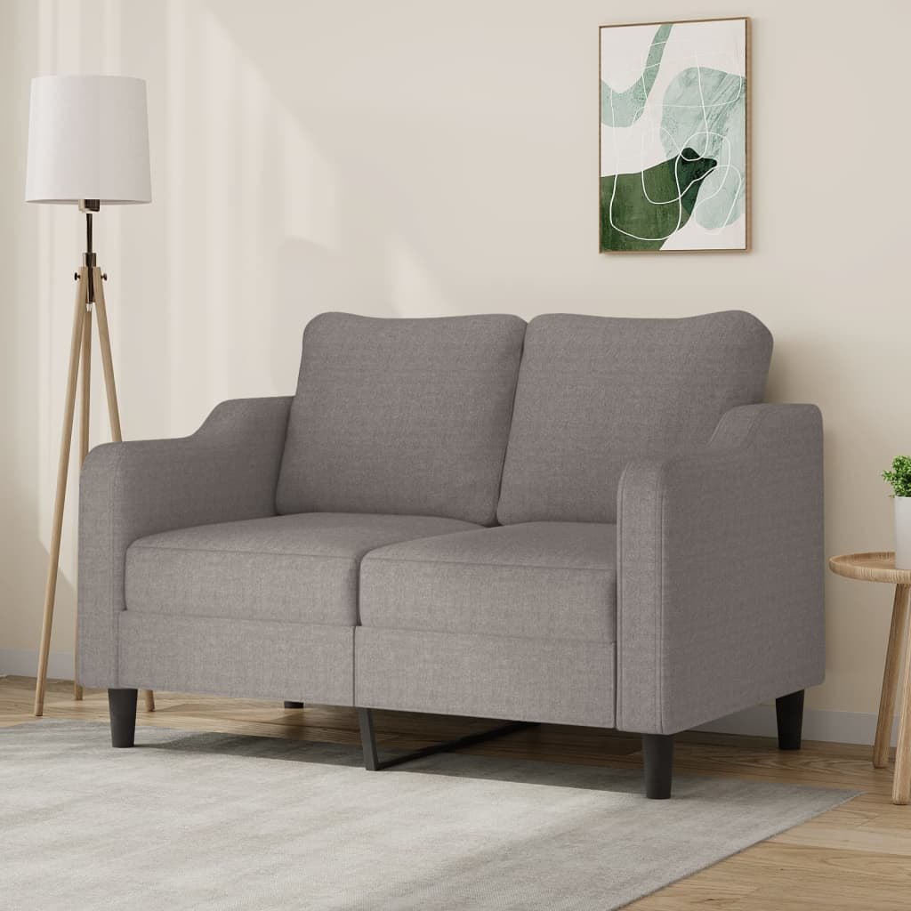 Sofa 2-osobowa, kolor taupe, 120 cm, tapicerowana tkaniną