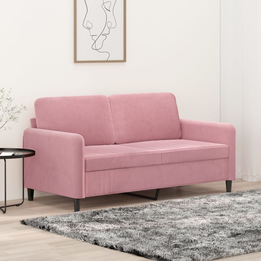Sofa 2-osobowa, różowy, 140 cm, tapicerowana aksamitem