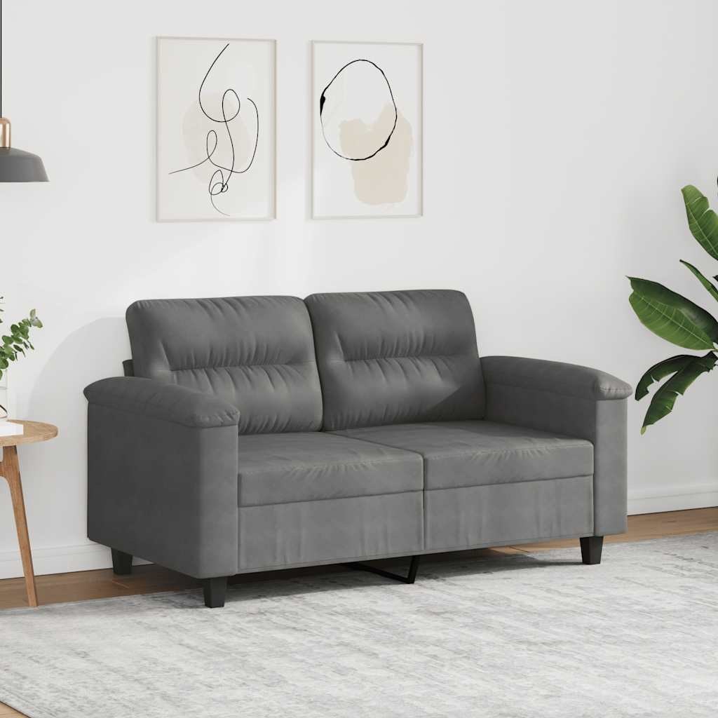 Sofa 2-osobowa, ciemnoszara, 120 cm, tapicerowana mikrofibrą