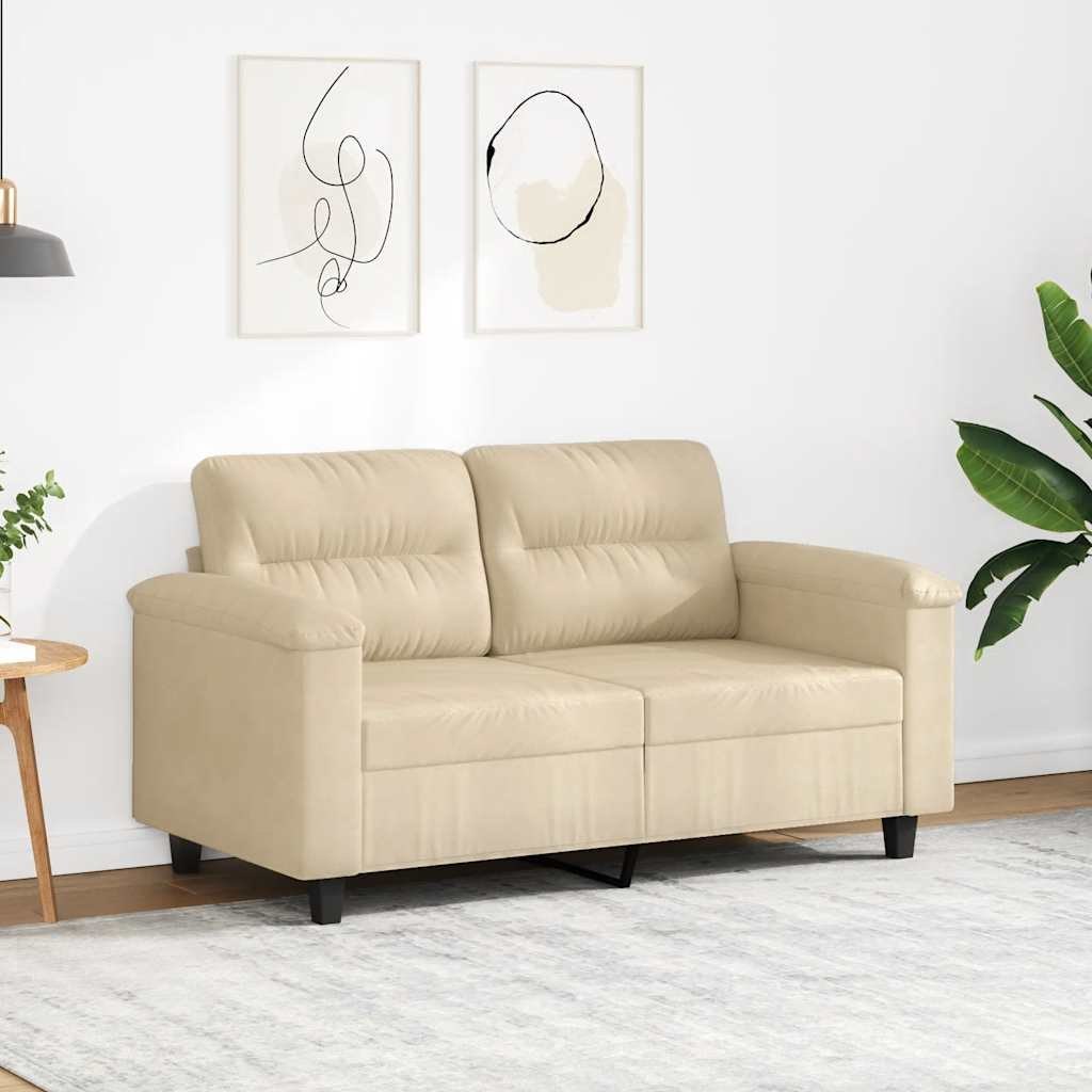 2-osobowa sofa, kremowa, 120 cm, tapicerowana mikrofibrą