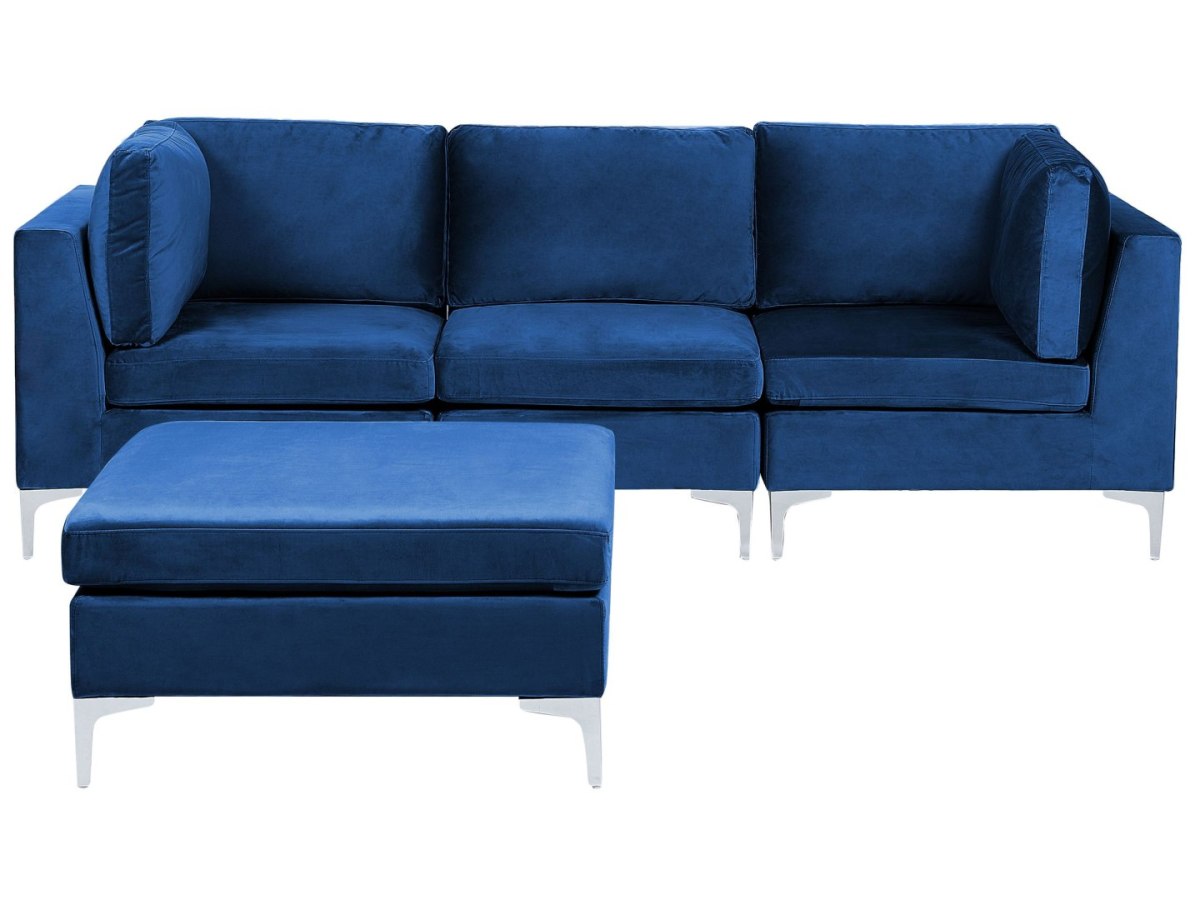 Sofa modułowa dla 3 osób z otomaną Welur Granatowy