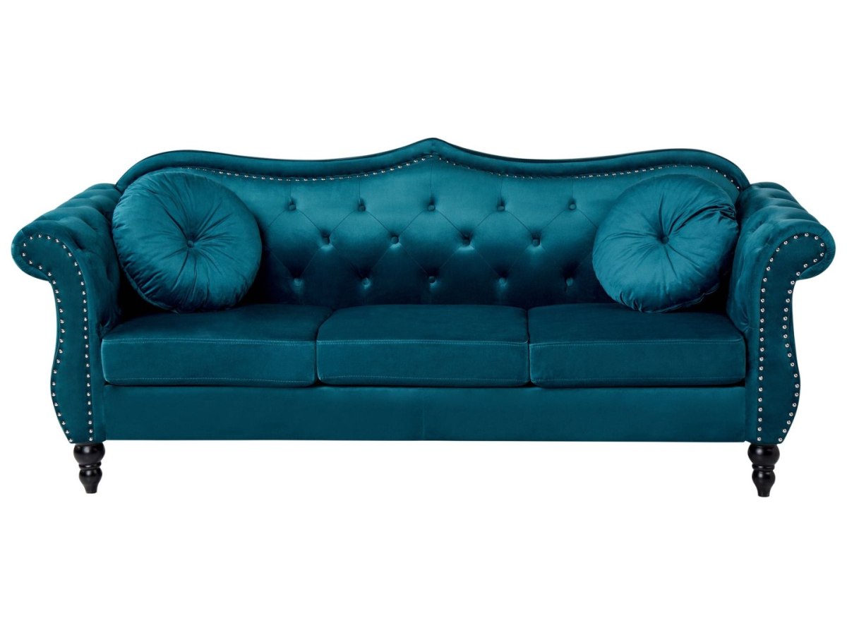 Sofa dla 3 osób SKIEN Welur Lazurowy