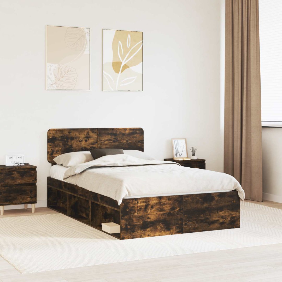 Ramka łóżka Dąb wędzony 120 x 200 cm Lite drewno sosnowe