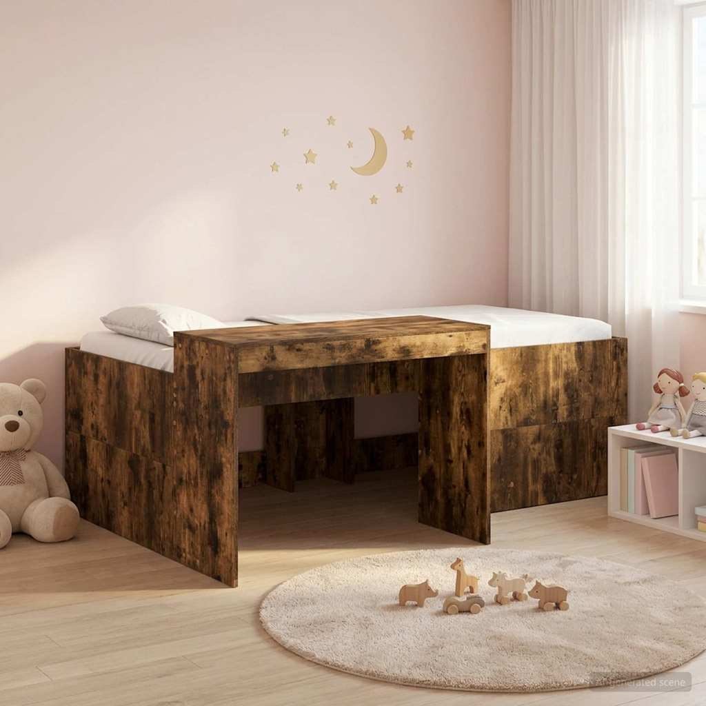 Pojedyncze łóżko dla dzieci z biurkiem Dąb wędzony 90 x 200 cm