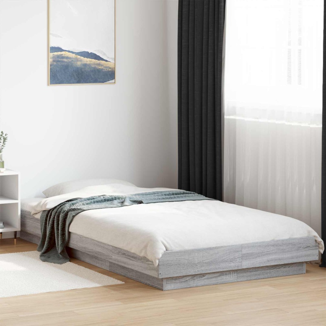 Łóżko z ramą z LED Szary Sonoma 80 x 200 cm Drewno inżynieryjne