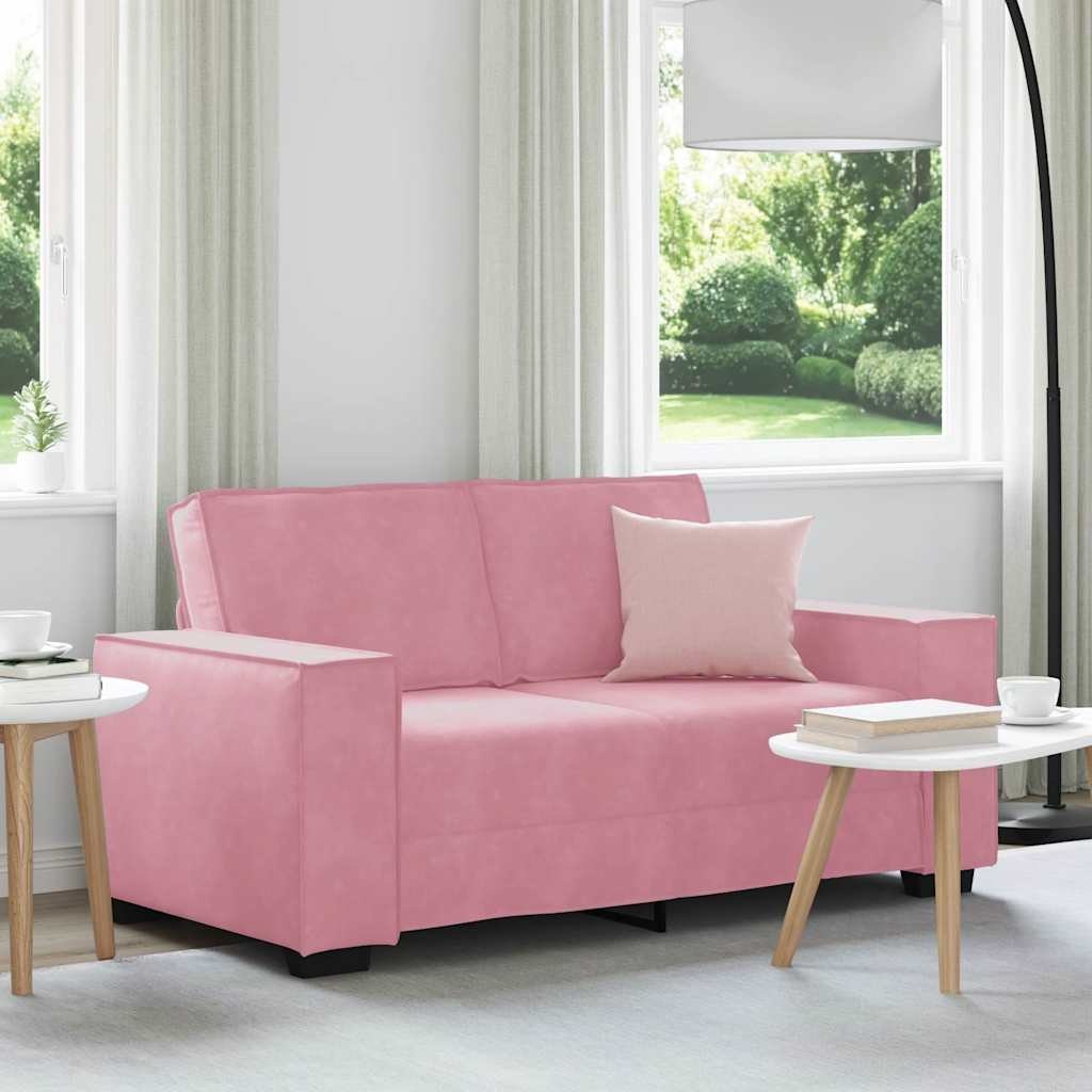 Sofa 2-osobowa, różowy, 160x78x84 cm, tapicerowana aksamitem