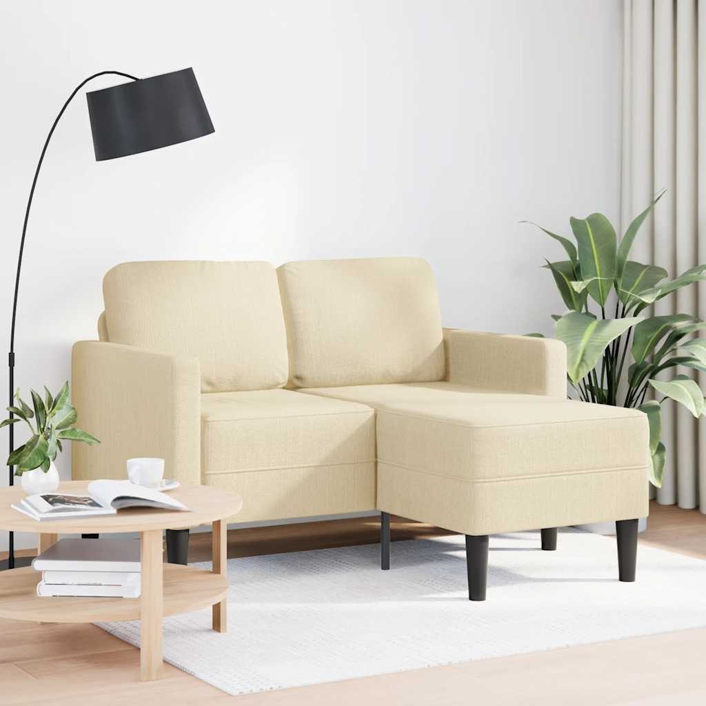 Sofa 2-osobowa z leżanką w kształcie litery L, kremowa, 125 cm