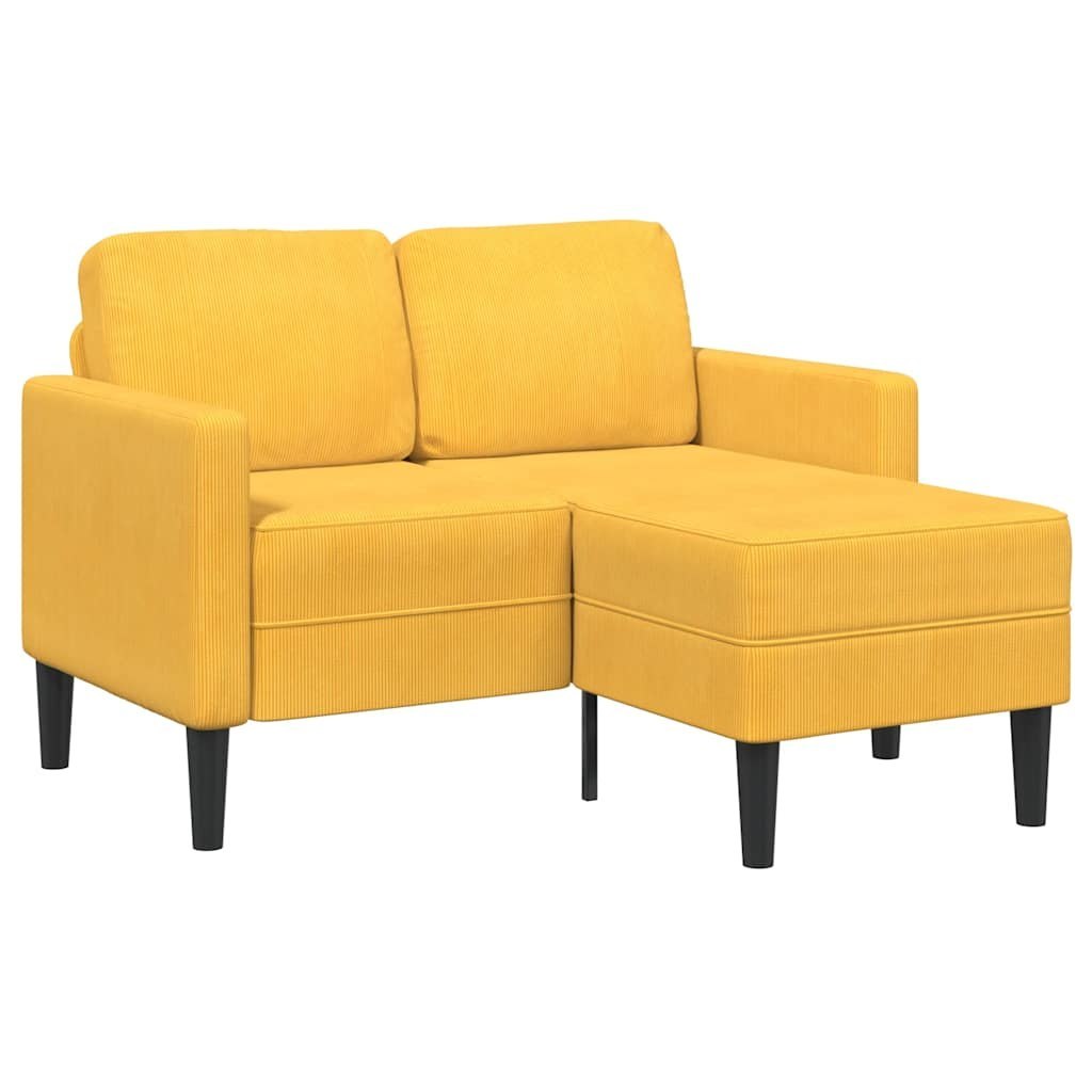 Sofa 2-osobowa z leżanką w kształcie litery L Jasnożółta 125 cm