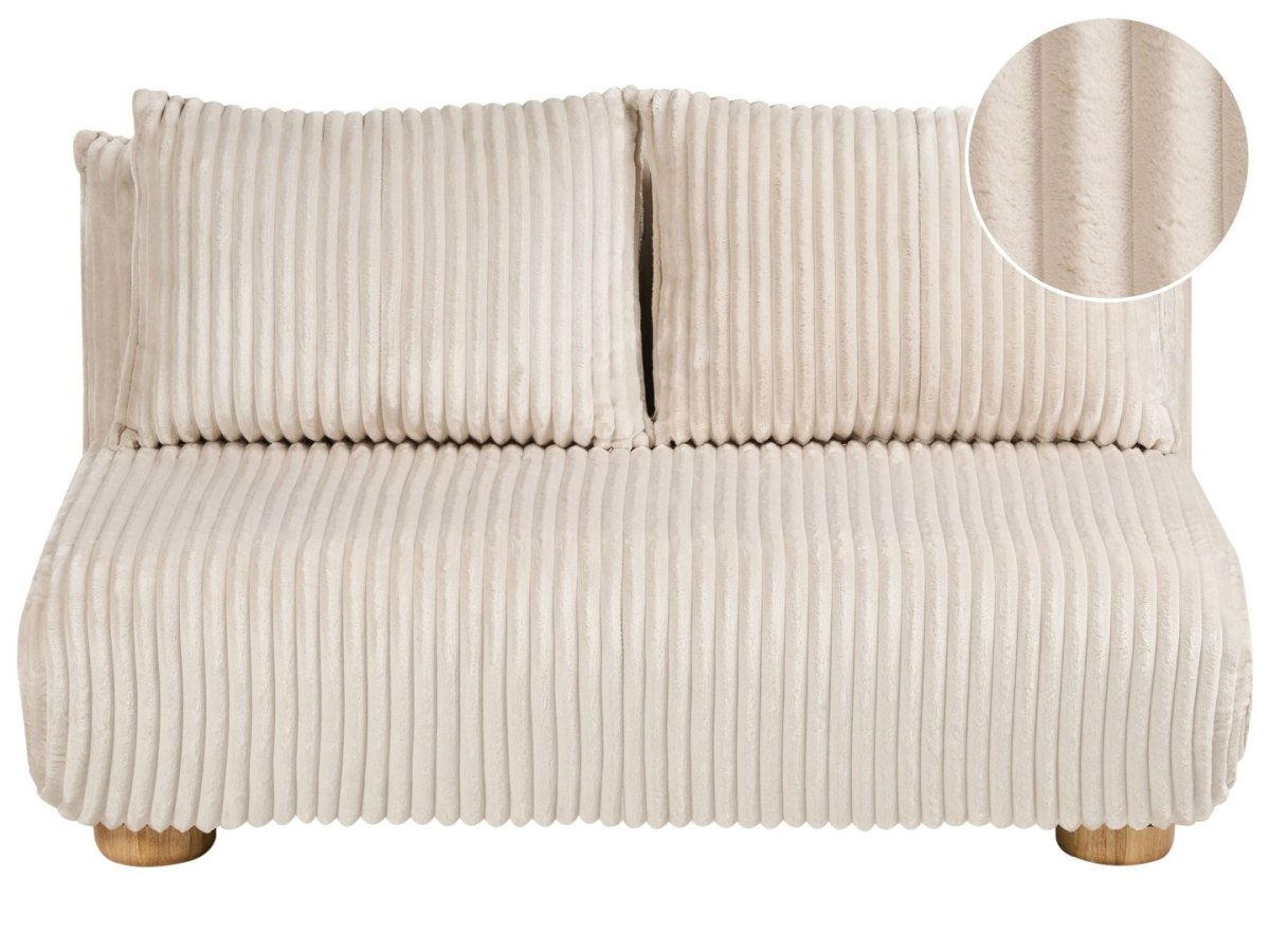 Sofa rozkładana dla 2 osób ABISKO Sztruks Złamana biel