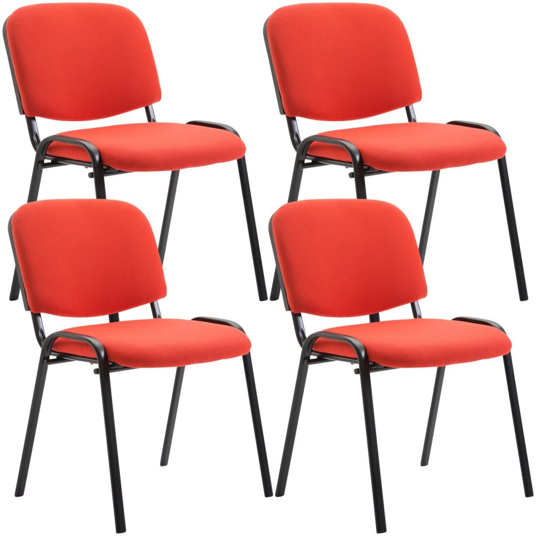4 krzesła konferencyjne Ken z tapicerowanym siedziskiem, czerwone, stelaż metalowy