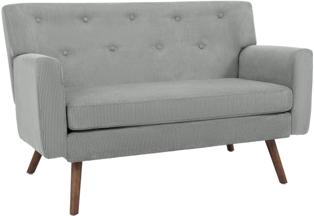 Sofa dwuosobowa Kioni z sztruksową tapicerką, szara