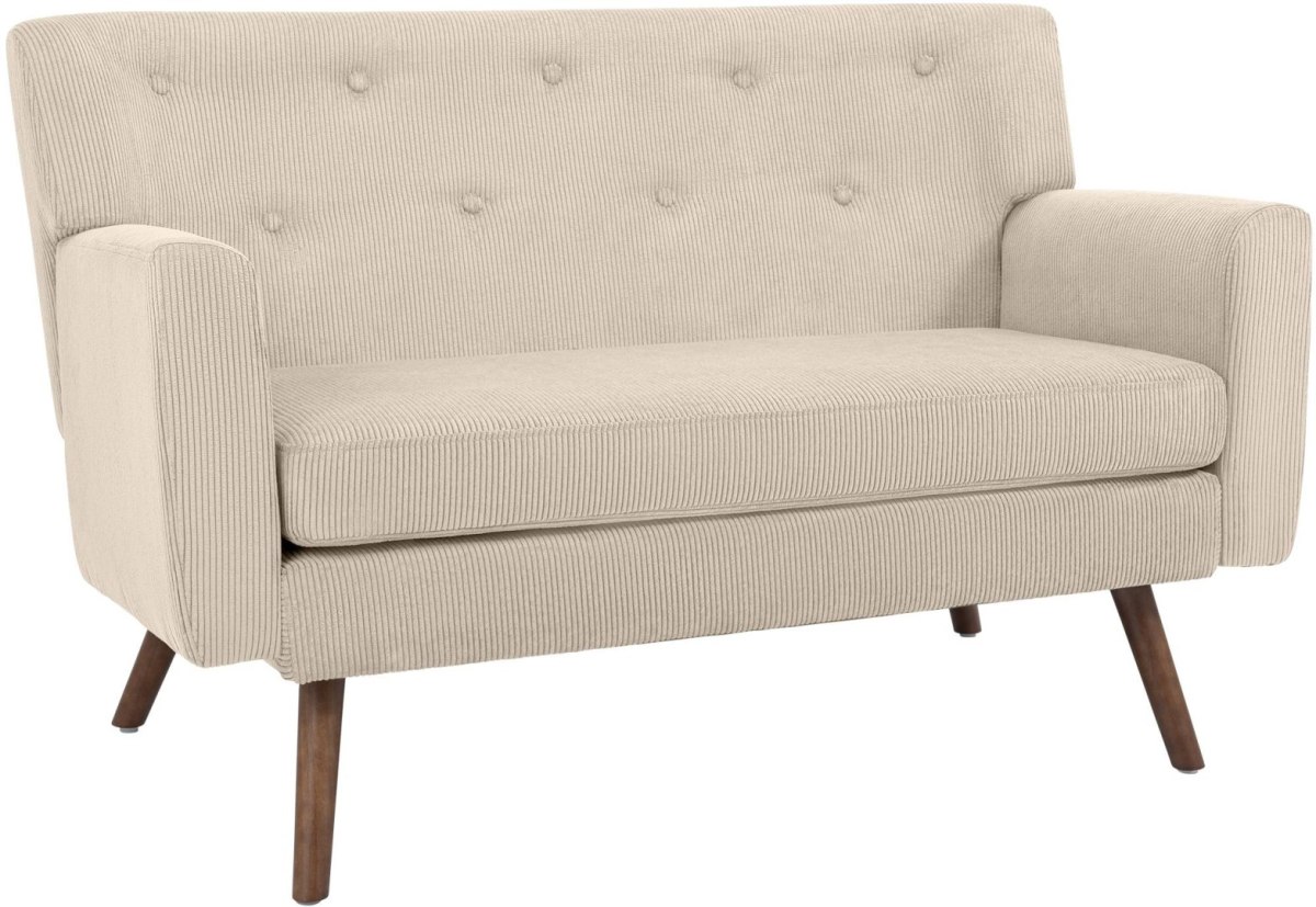 Sofa dwuosobowa Kioni Cord z kremową tapicerką sztruksową