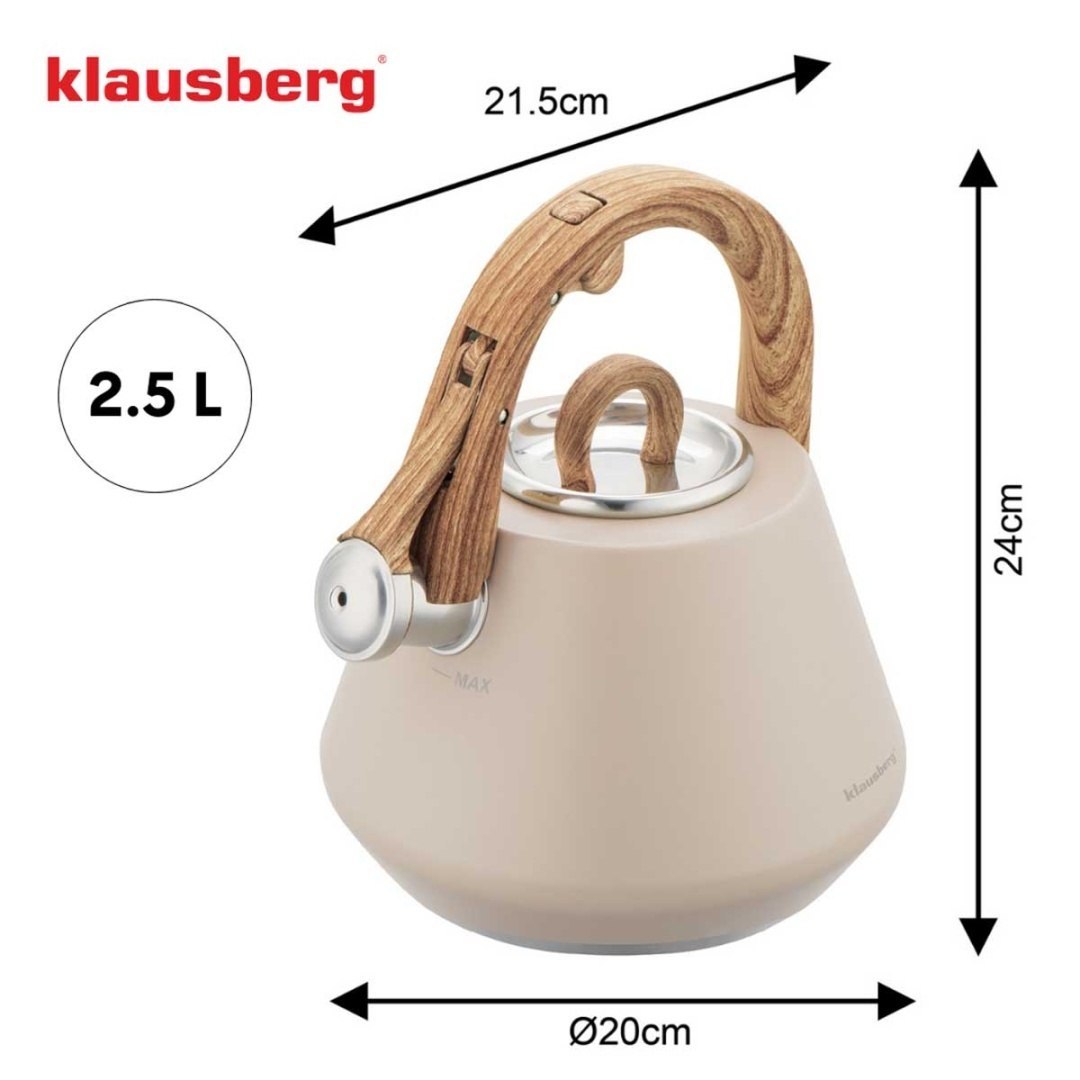 CZAJNIK STALOWY Z GWIZDKIEM 2,5L KLAUSBERG KB-7950 BEŻOWY