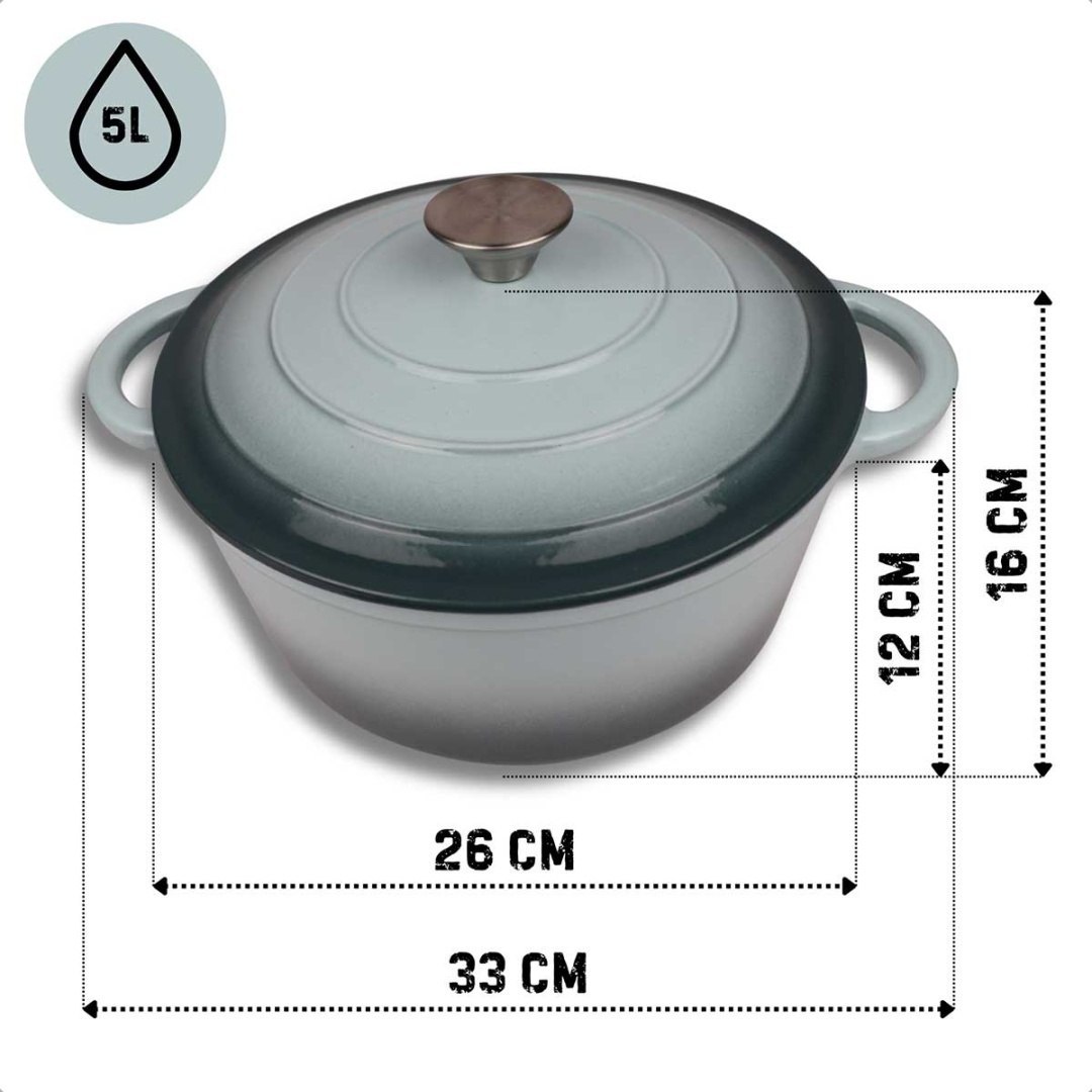 EMALIOWANY GARNEK ŻELIWNY 26cm 5L HAGE SEA SALT