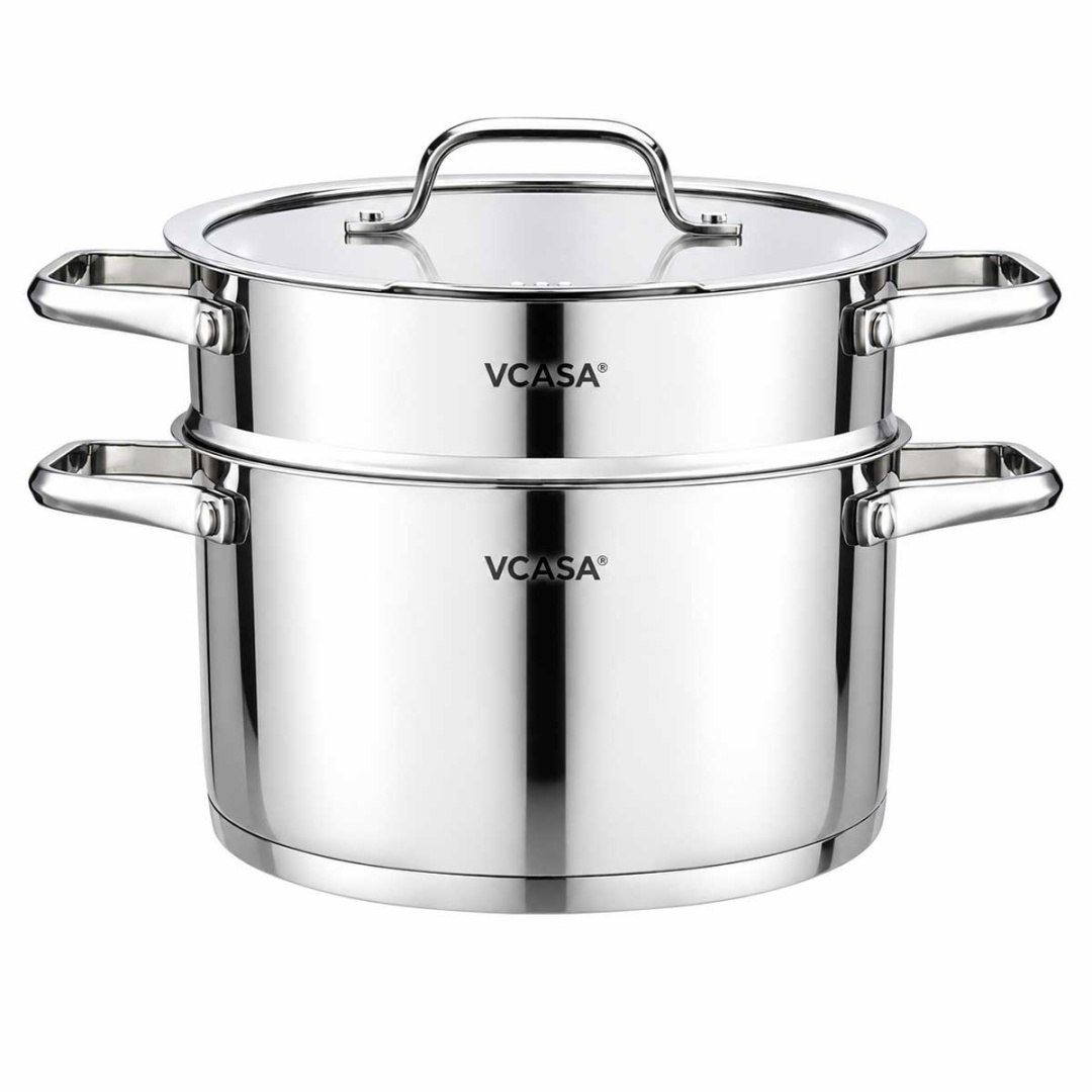 GARNEK STALOWY NA PARĘ 20cm 3 ELEMENTOWY VCASA VC-90117 AMARA