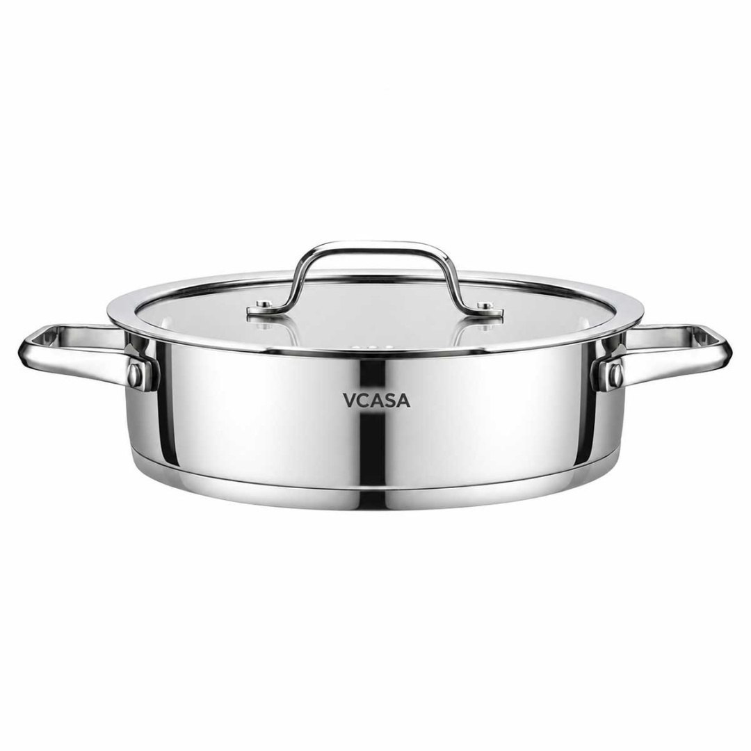 GARNEK STALOWY NISKI Z POKRYWĄ 24cm 2.9L VCASA VC-90116 AMARA