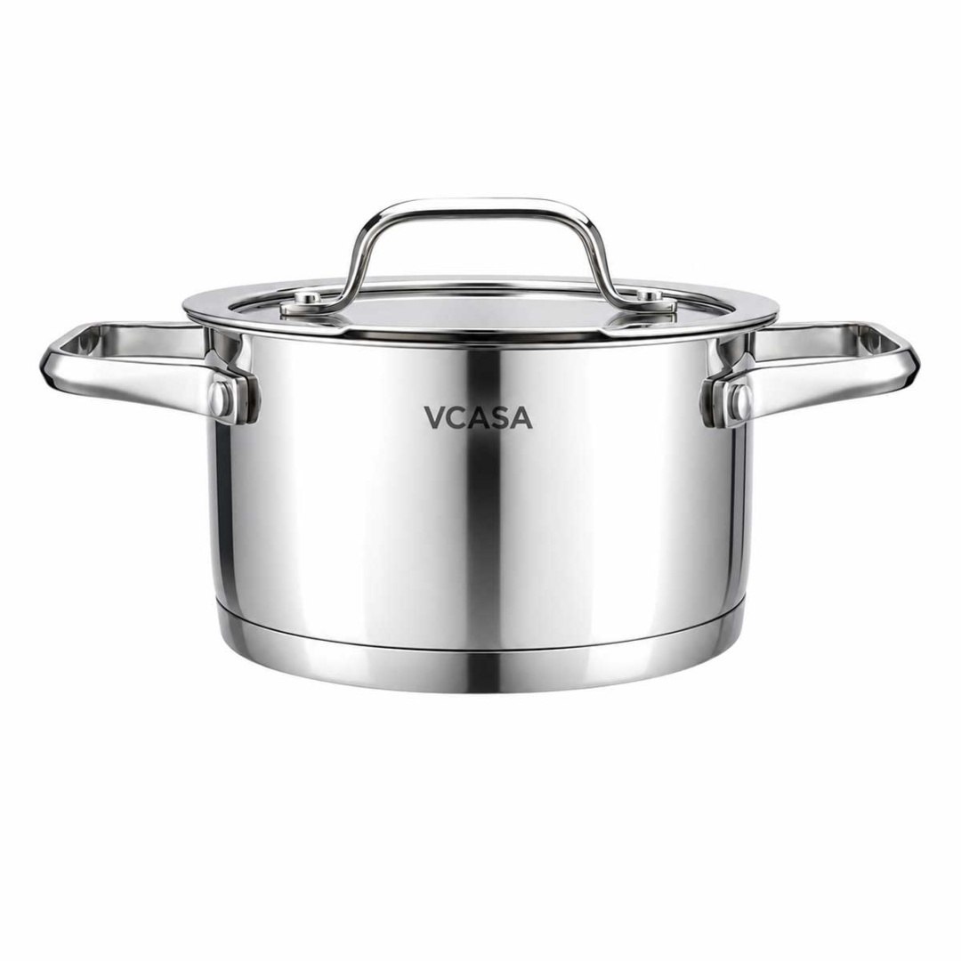GARNEK STALOWY Z POKRYWĄ 16cm 1,8L VCASA VC-901112 AMARA