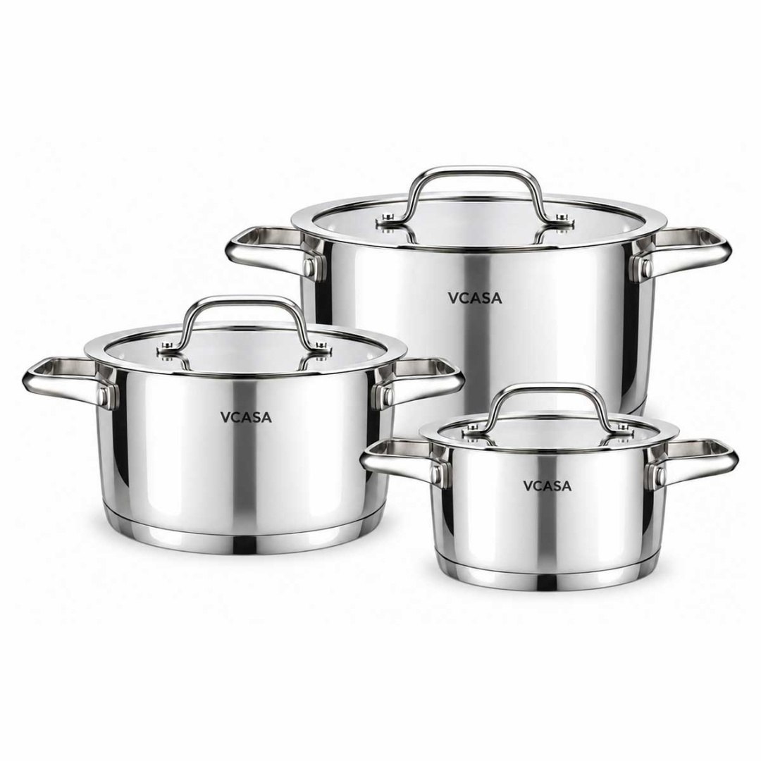 ZESTAW GARNKÓW STALOWYCH 16/20/24cm 6 ELEMENTÓW VCASA VC-90118 AMARA