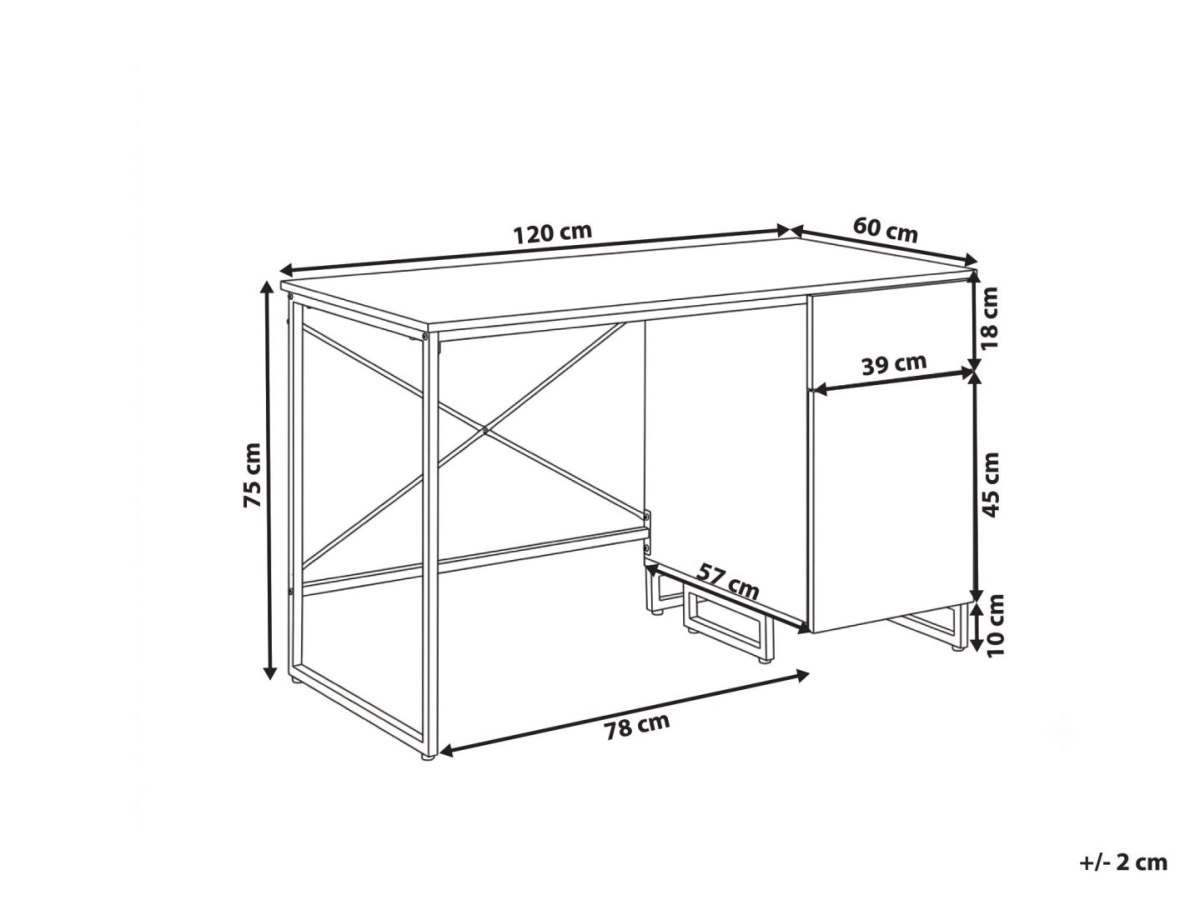 Biurko LEXTON 120 cm x 60 cm z szufladami Jasnobeżowy