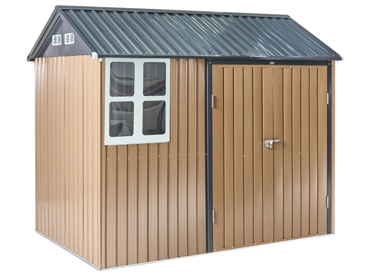Domek narzędziowy NOCCIANO 248 cm 161 cm Metal Brązowy