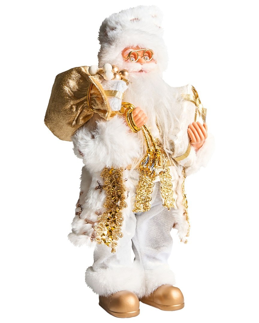 Dekoracja świąteczna STRAUMSFJORDEN 40 cm Mikołaj Biały/złoty